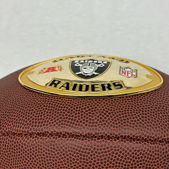 Oakland Raiders Football Shaped Metal Plate Plaque 2.75x4.75" Gold Toned For DIY - Picture 9 of 10